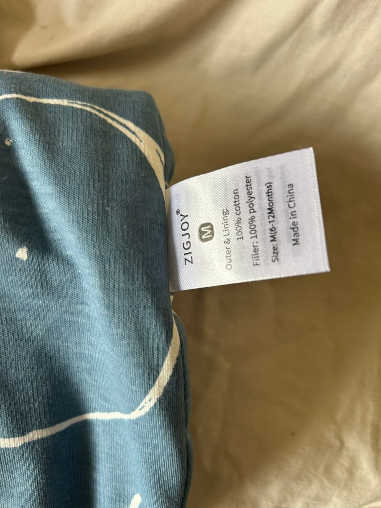 ZIGJOY Baby Sleeping Bag 1.5 TOG Sleeping Bag 6-12 Months Baby Sleep Bag Toddler Wearable Blanket with 2-Way Zipper for All Seasons, Blue Planet, M
