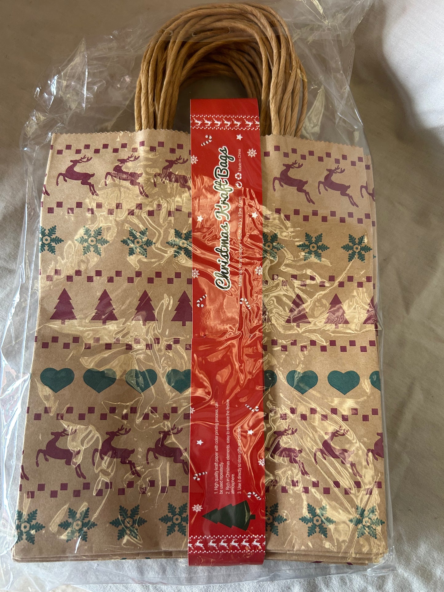 24 PCS Kraft Christmas Bags, Cabilock 6 Style Christmas Gift Bags for Presents, Christmas Wrapping Bag Gift Wrap Bags Xmas Present Bags with Handle, Small Paper Christmas Gift Box for Festival Party