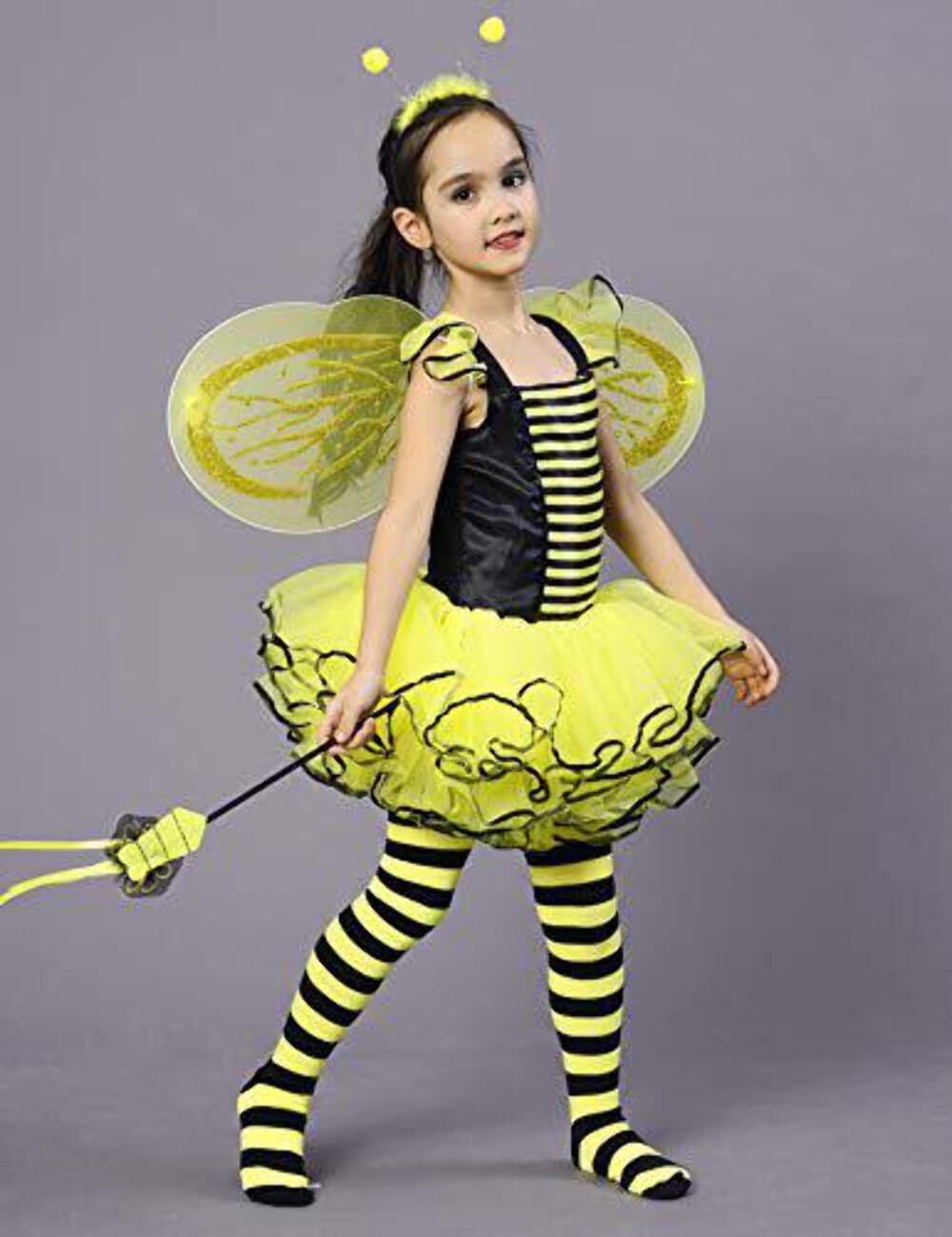 IKALI Bee Costumes for Kids, Girls Bumble Fancy Dress Outfit, Fairy Ballerina Tu
