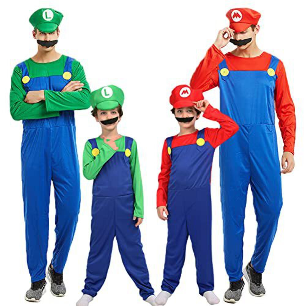 NB Super Mario Costume Aldult/Kids, Halloween Costumes Cosplay Costume for Kids