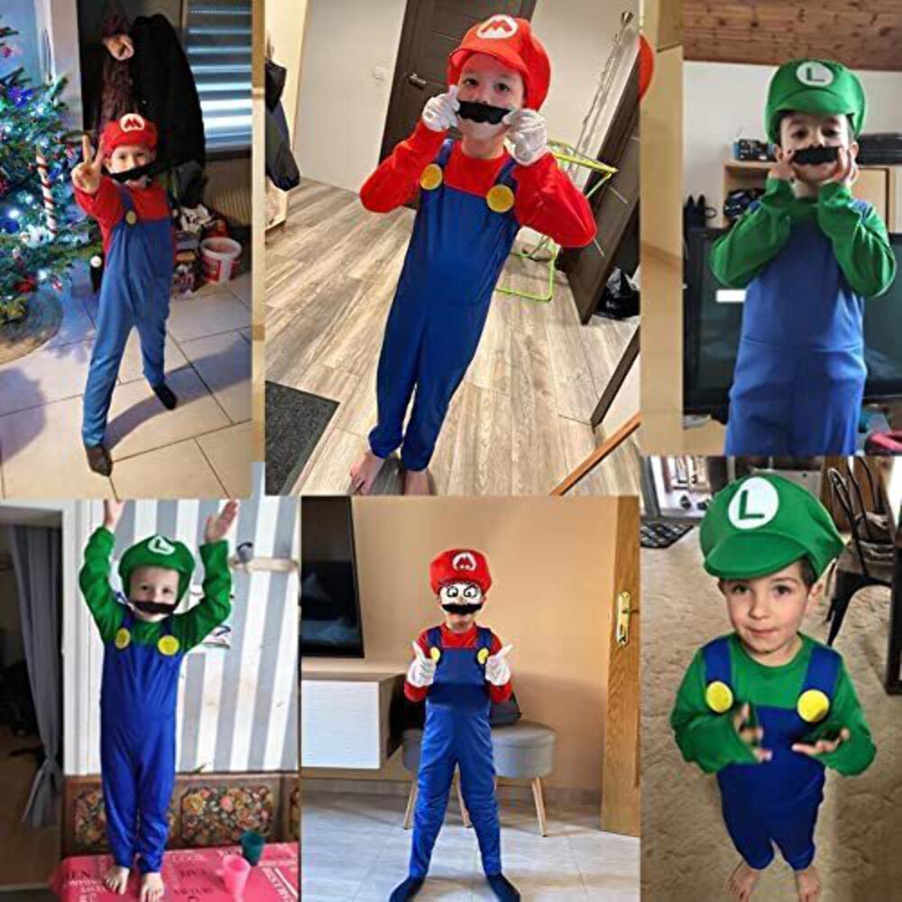 NB Super Mario Costume Aldult/Kids, Halloween Costumes Cosplay Costume for Kids