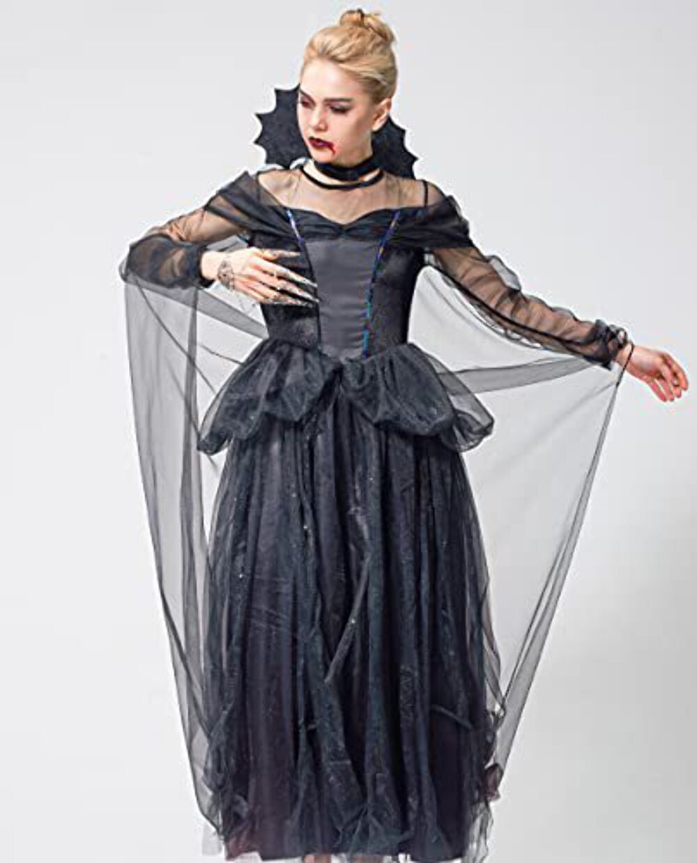 IKALI Women Witch Black Costume Halloween Magic Tutu Dress Adult Victorian Fancy