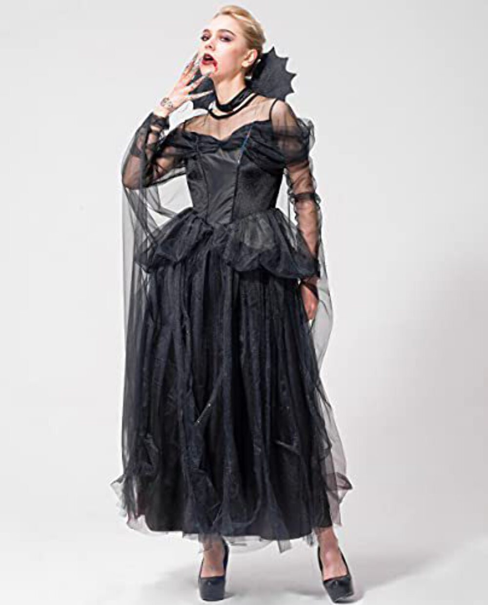 IKALI Women Witch Black Costume Halloween Magic Tutu Dress Adult Victorian Fancy