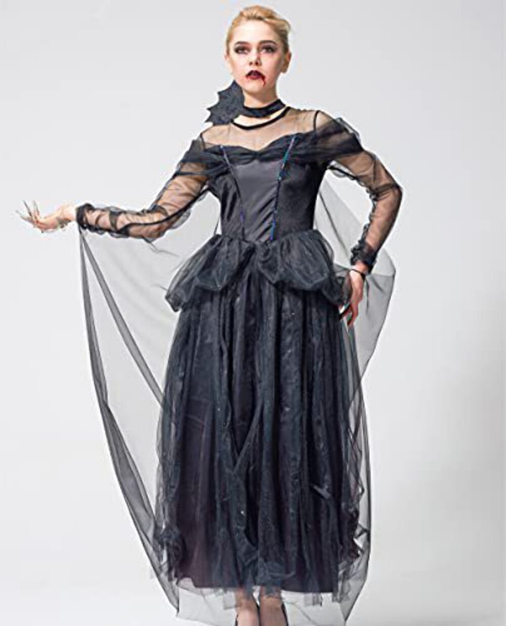 IKALI Women Witch Black Costume Halloween Magic Tutu Dress Adult Victorian Fancy