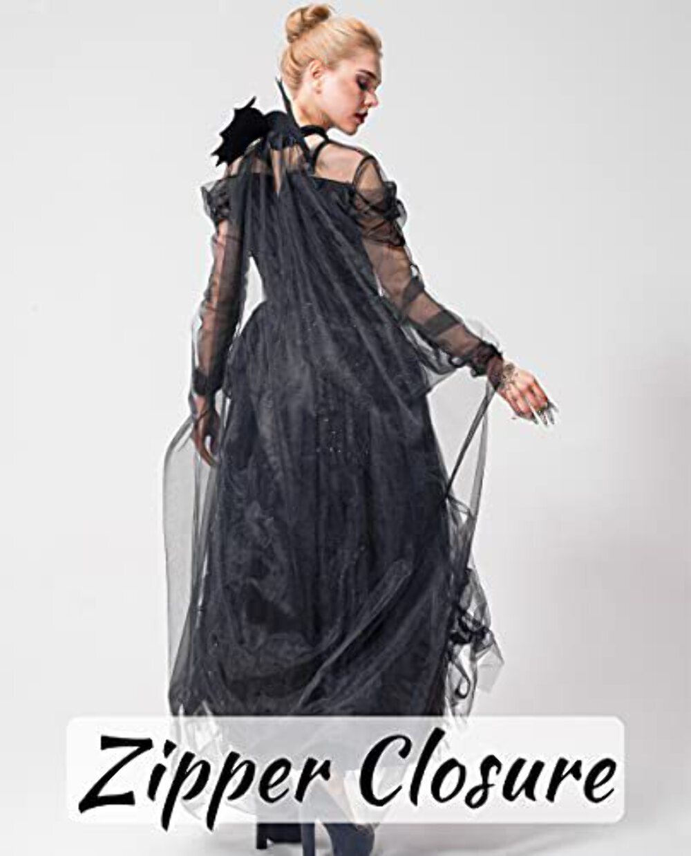 IKALI Women Witch Black Costume Halloween Magic Tutu Dress Adult Victorian Fancy