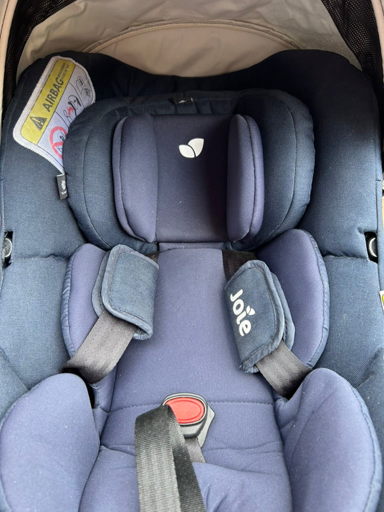 used Joie Chrome 3 in 1 travel system (blue) with Manuals
