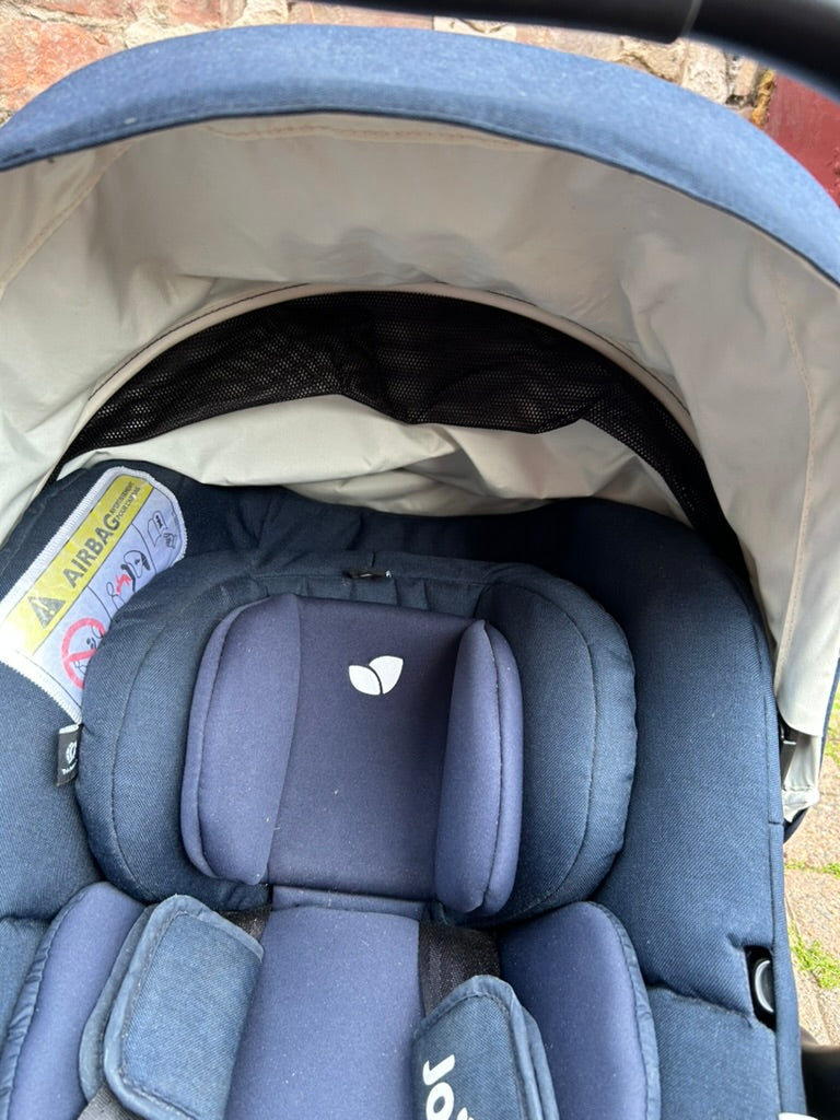 used Joie Chrome 3 in 1 travel system (blue) with Manuals