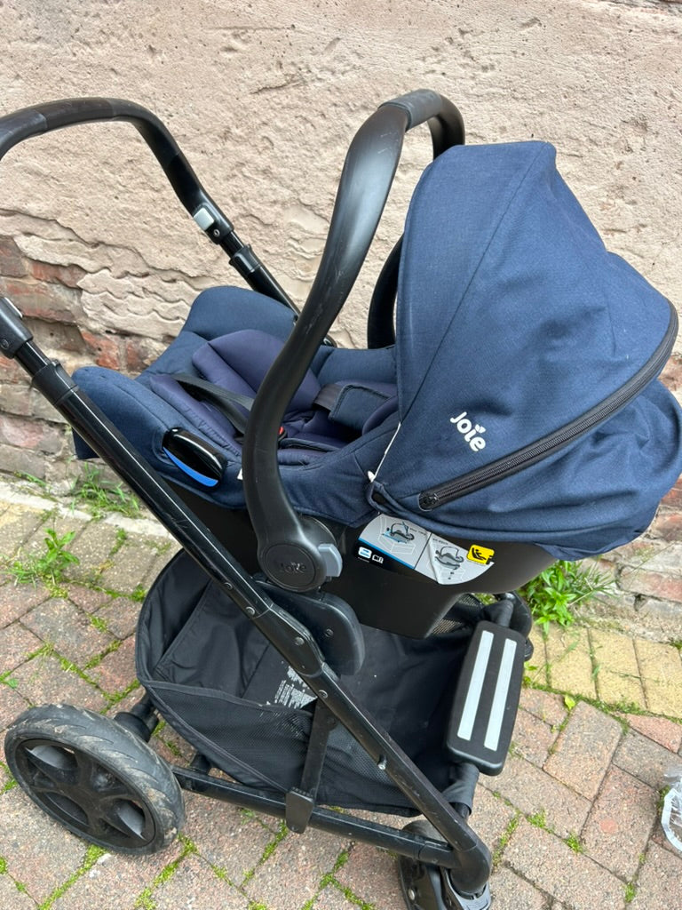 used Joie Chrome 3 in 1 travel system (blue) with Manuals