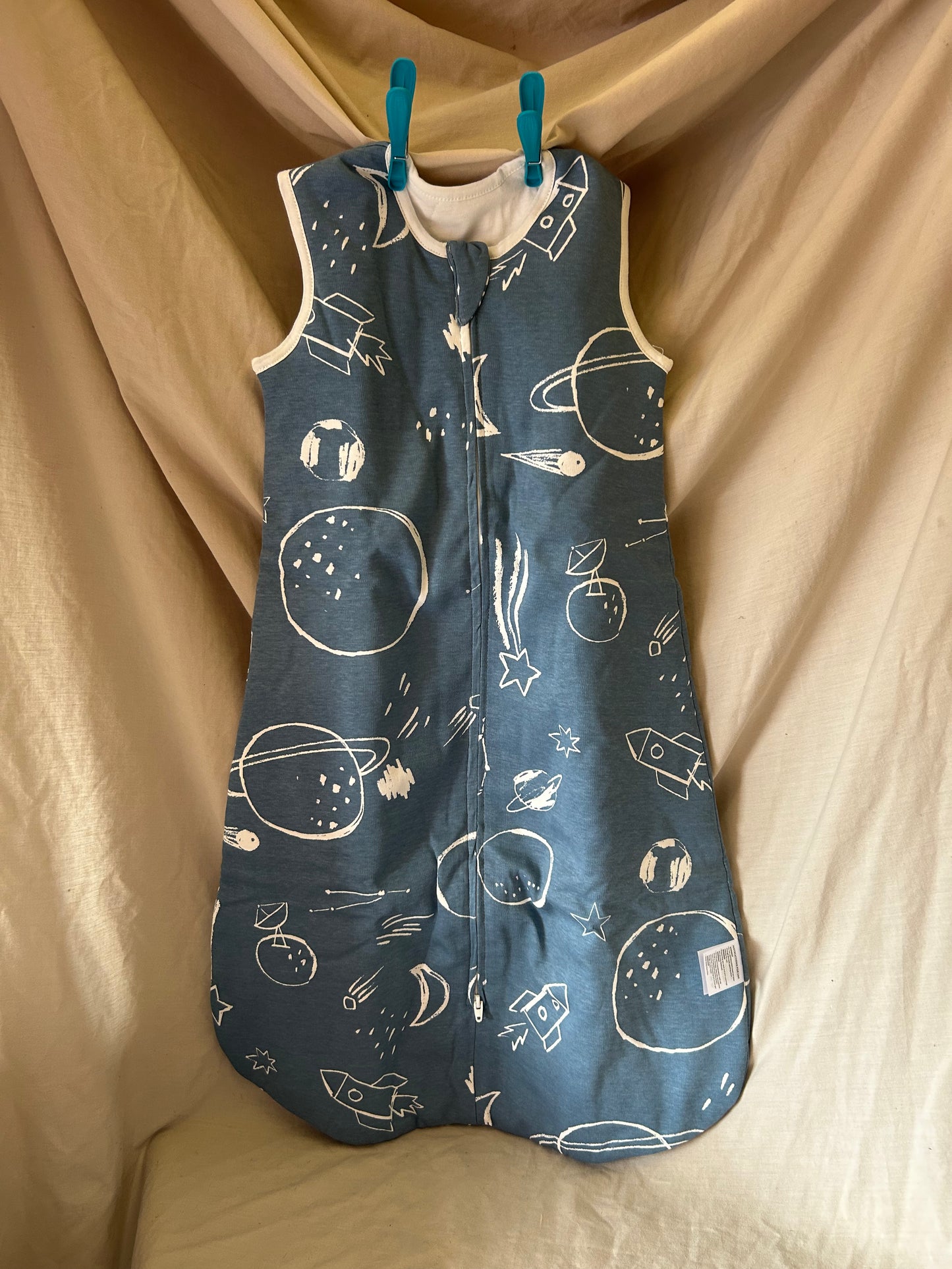 ZIGJOY Baby Sleeping Bag 1.5 TOG Sleeping Bag 6-12 Months Baby Sleep Bag Toddler Wearable Blanket with 2-Way Zipper for All Seasons, Blue Planet, M