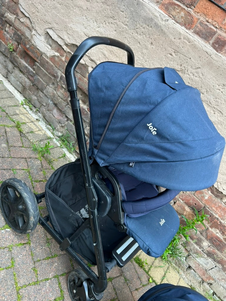 used Joie Chrome 3 in 1 travel system (blue) with Manuals