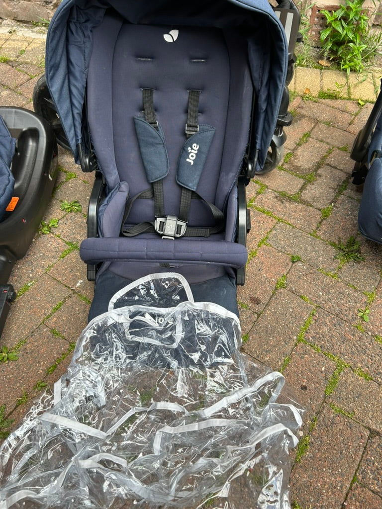 used Joie Chrome 3 in 1 travel system (blue) with Manuals