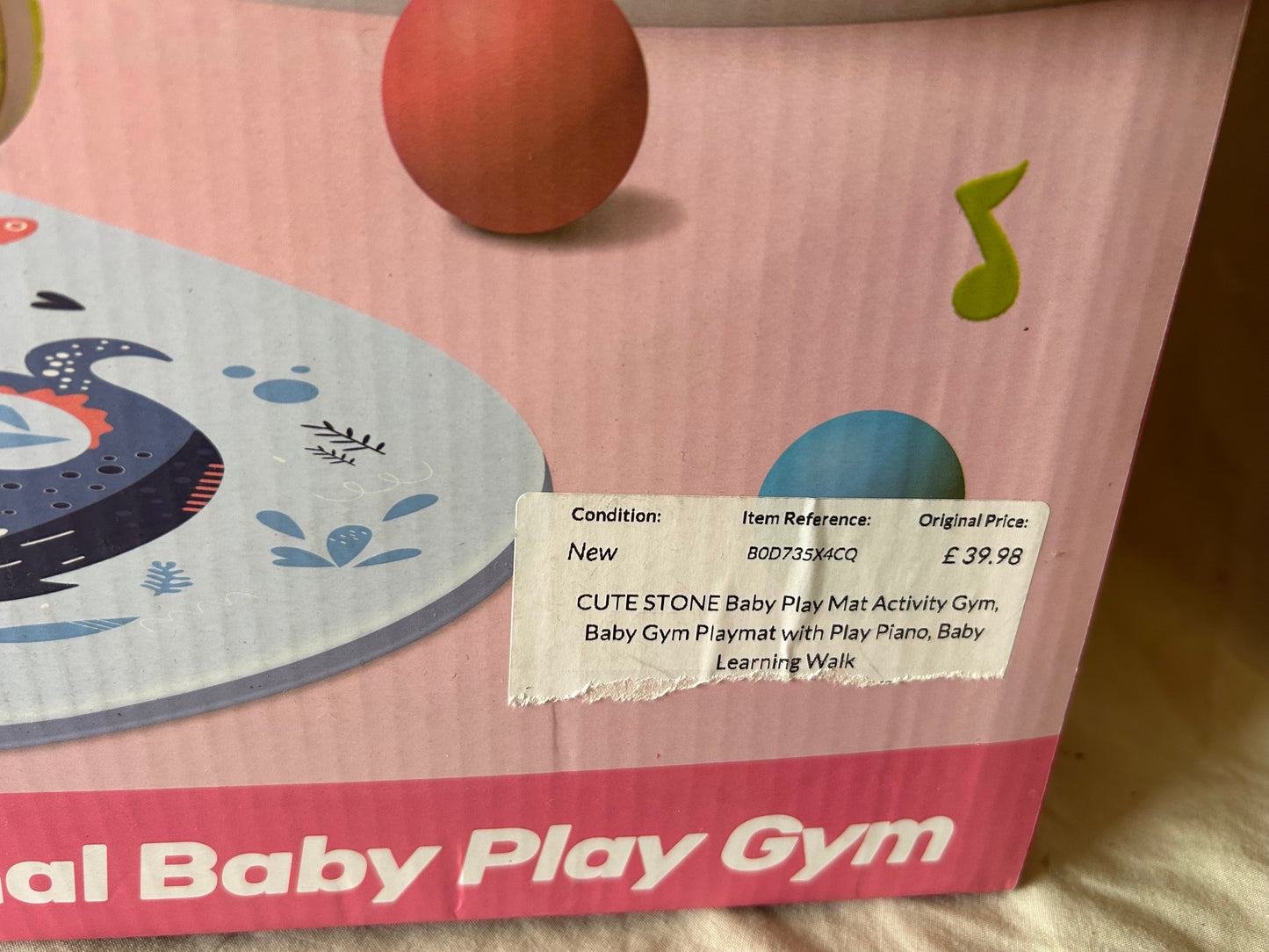 CUTE STONE Baby Play Mat Activity Gym, Baby Gym Playmat with Play Piano, Baby Learning Walker for Girls, Tummy Time Mat for Infant, Activity Center for Babies Newborn