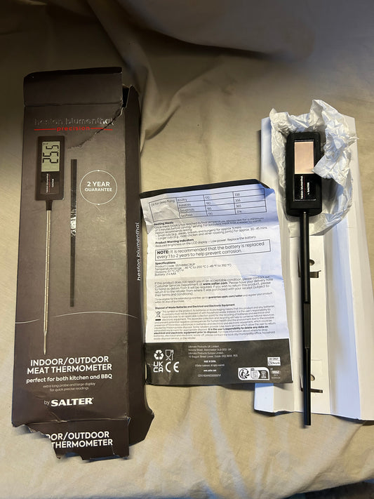 Heston Blumenthal by Salter 557 HBBKCRUP Meat Thermometer - Instant Read Precision Cooking Thermometer, Digital Food Thermometer For Meat, BBQ, Jam, Baking, Water Resistant Long 18cm Probe & Case