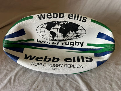 Webb Ellis Men's World Rugby Ball - Navy/Green, Size 4