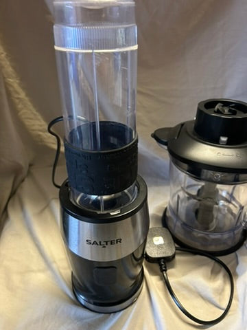 Salter EK5029 2-in-1 Electric Jug Blender & Mini Chopper - 1.2L Bowl, 570ml Drinks Bottle for Sports/Gym, Dual Function Processor, Smoothies/Sauce, BPA-Free, Mix & Chop Dips/Salsa, One Touch Operation