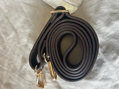 SHINEOFI 46 Inch Leather Straps Replacement Adjustable Purse Extender Crossbody Replacement with Gold Buckles for Handbags Mini Bag Straps, Bag Extension, Brown