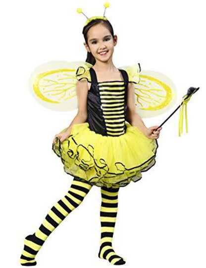 IKALI Bee Costumes for Kids, Girls Bumble Fancy Dress Outfit, Fairy Ballerina Tu
