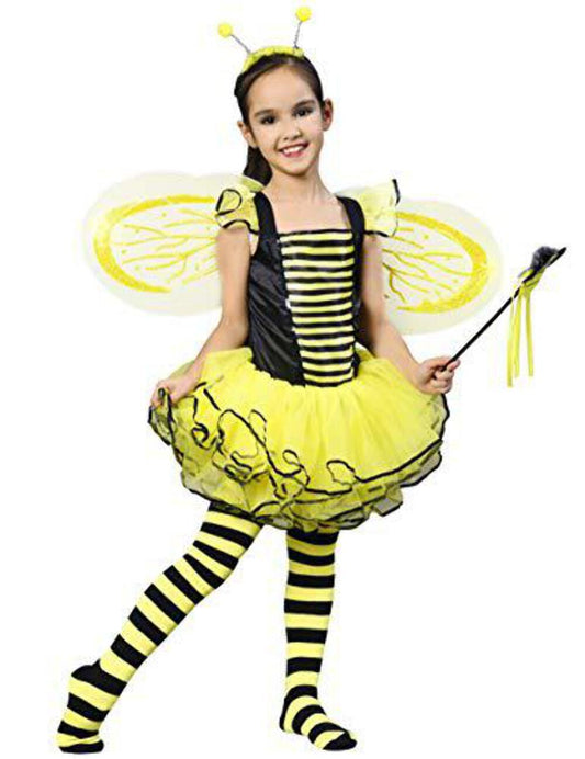 IKALI Bee Costumes for Kids, Girls Bumble Fancy Dress Outfit, Fairy Ballerina Tu