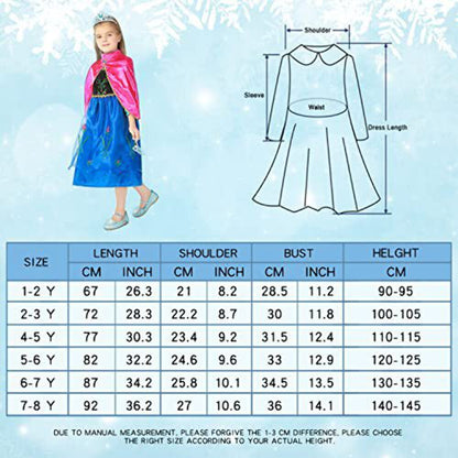 Gridamea Elsa Dress Up for Girls-Frozen Costume with Fairy Wand and Crown Tiara