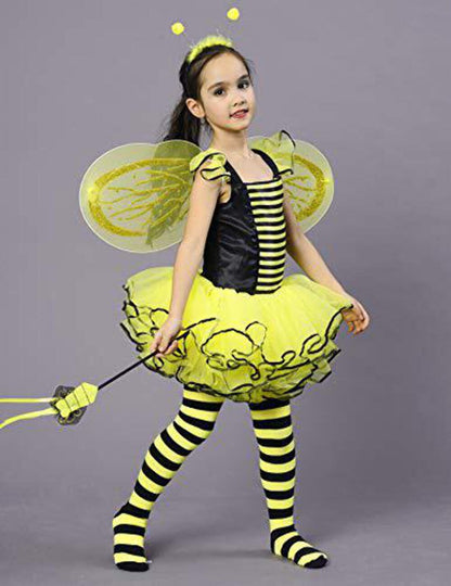 IKALI Bee Costumes for Kids, Girls Bumble Fancy Dress Outfit, Fairy Ballerina Tu