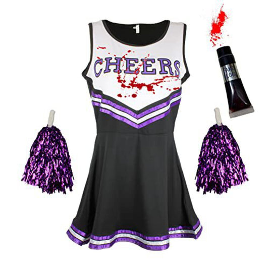 Zombie Cheerleader Costume with Blood Tube Dead Cheerleader Outfit for Women or