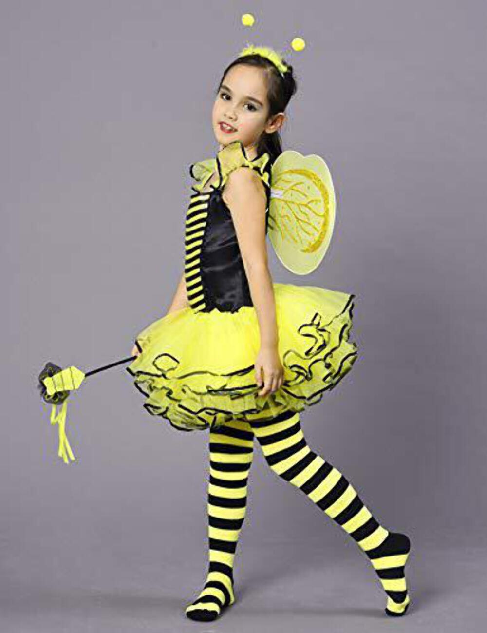 IKALI Bee Costumes for Kids, Girls Bumble Fancy Dress Outfit, Fairy Ballerina Tu