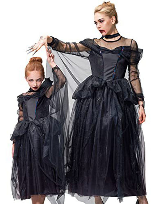 IKALI Women Witch Black Costume Halloween Magic Tutu Dress Adult Victorian Fancy