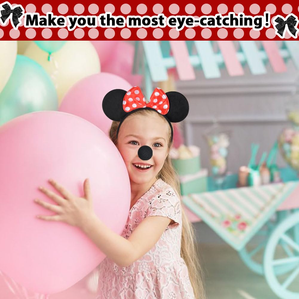 ACWOO Light Up Princess Costumes for Girls, Minnie Princess Costume for Toddler Girl, 4 Minnie Polka dot Fancy Dress Up Costume with Ear Headband, Nose, Tail, Carnival Halloween Birthday Party Cosplay