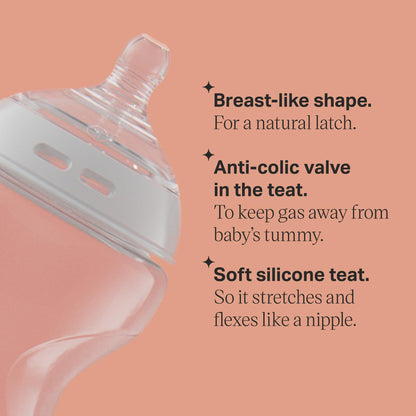 Tommee Tippee Natural Start Baby Bottles for 0m+, Pack of 3 260ml Baby Bottles, with Slow Flow Breast-Like Teat for a Natural Latch, Self-Sterilising and BPA Free, Baby Feeding Essentials