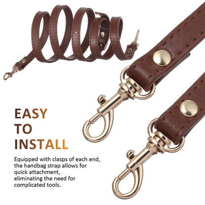 SHINEOFI 46 Inch Leather Straps Replacement Adjustable Purse Extender Crossbody Replacement with Gold Buckles for Handbags Mini Bag Straps, Bag Extension, Brown