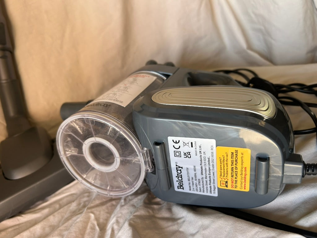 Beldray BEL01731TT Titanium 2-in-1 Hand Vacuum Cleaner - Converts To Handheld Unit, Floor To Ceiling Cleaning, 600ml Dust Container, Washable Extra HEPA Filter, Includes Crevice/Brush Tool, 600W