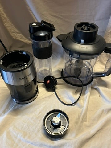 Salter EK5029 2-in-1 Electric Jug Blender & Mini Chopper - 1.2L Bowl, 570ml Drinks Bottle for Sports/Gym, Dual Function Processor, Smoothies/Sauce, BPA-Free, Mix & Chop Dips/Salsa, One Touch Operation