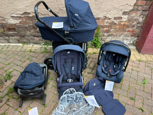 used Joie Chrome 3 in 1 travel system (blue) with Manuals