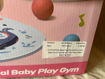 CUTE STONE Baby Play Mat Activity Gym, Baby Gym Playmat with Play Piano, Baby Learning Walker for Girls, Tummy Time Mat for Infant, Activity Center for Babies Newborn
